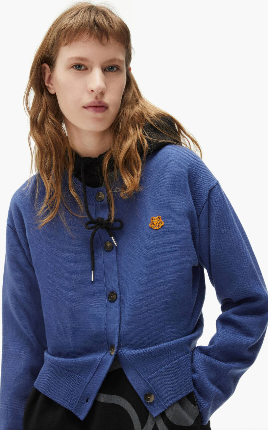 Kenzo Tiger Crest merino wool Hırka Bayan Mavi | 1043-ZXDPI